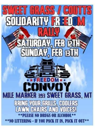 Sweet Grass, Montana - Feb 12 & 13, 2022 - Solidarity - Freedom Rally
