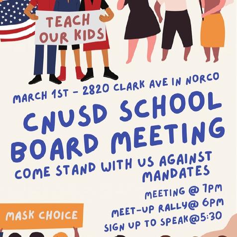 Norco, California – March 1, 2022 – Rally and School Board Meeting