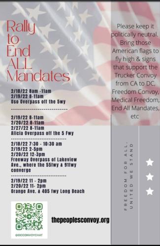 California - Feb 18 - 22, 2022 - Overpass Rallies - Various Locations