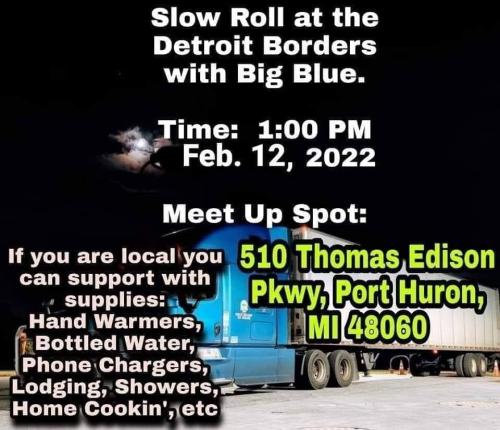 Port Huron, Michigan - Feb 12, 2022 - Slow Roll at Detroit Border