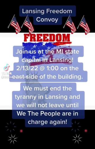 Lansing. Michigan - Feb 13, 2022 - Freedom Convoy