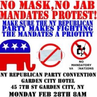 Garden City, New York - Feb 28, 2022 - Protest Mandates