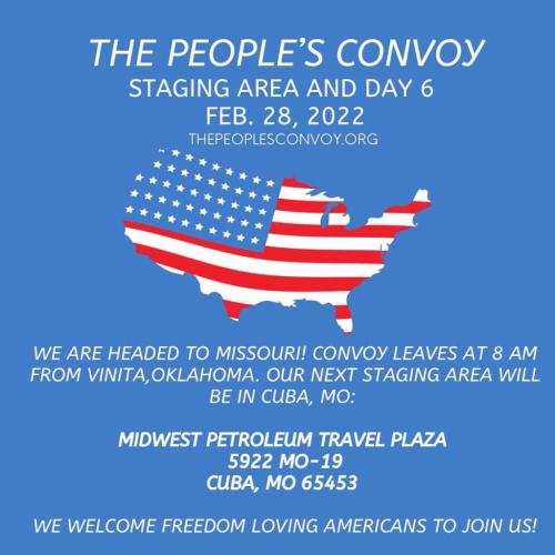 Convoy Staging Day 6 - Feb 28, 2022 - Destination Cuba Missouri