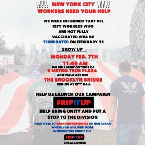 New York City, New York - Feb 11, 2022 - March Against Mandate for City Workers
