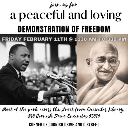 Encinitas, California - Feb 11, 2022 - Demonstration of Freedom