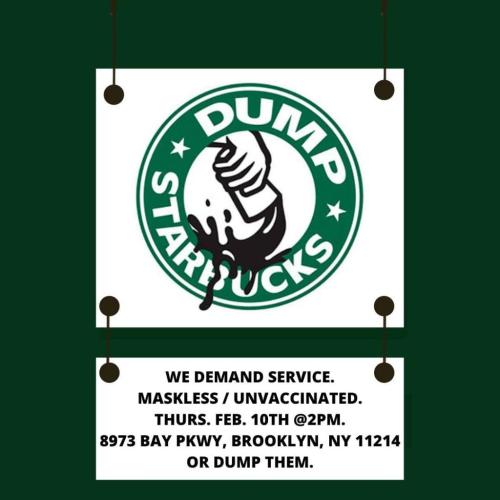 Brooklyn, New York - Feb 10, 2022 - Dump Starbucks Rally