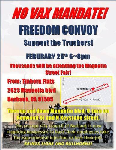 Burbank, California - Feb 25, 2022 - Freedom Convoy