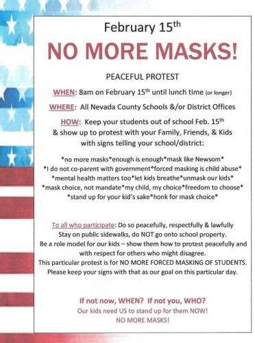 Nevada County, California - Feb 15, 2022 - Mask Protest