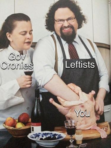 Leftists Gov Cronies You - Gourmet with hand in bird