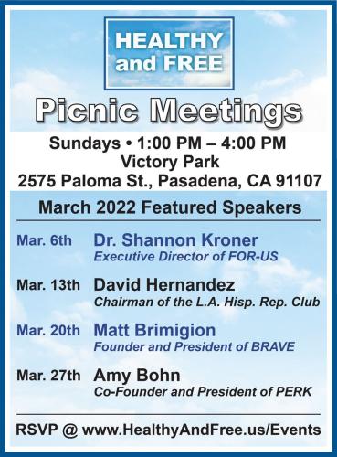 Pasadena, California - March 27, 2022 - Picnic Meeting