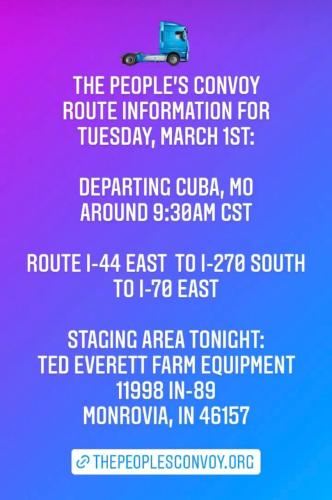 People's Convoy - Mar 1 - Route Information