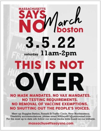 Boston, Massachusetts - Mar 5, 2022 - Just Say NO March