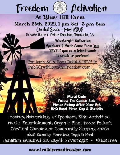 Temecula, California - March 26, 2022 - Freedom Activation at Blue Hill Farm