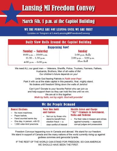 Lansing, Michigan - Mar 5, 2022 - Freedom Rally