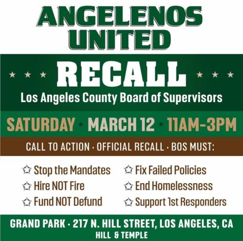 Los Angeles, California - March 12, 2022 - Recall Los Angeles County Board of Supervisor Event