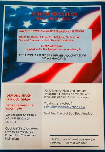 Ormond Beach, Florida - Mar 12, 2022 - March for Freedom