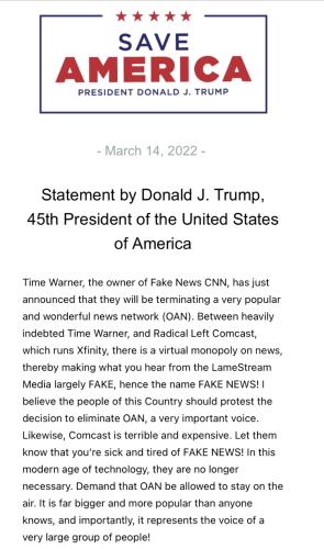 Most recent Trump email to me