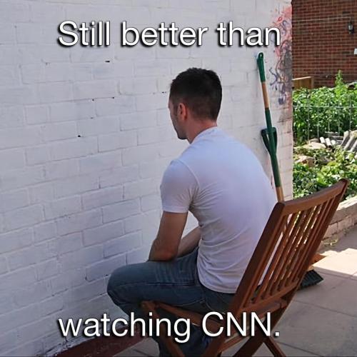 Still better than watching CNN - Man Watching Brick Wall B