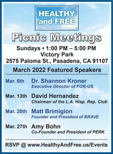 Pasadena, CA - Mar 6 , 2022 - Picnic Meeting - Dr. Shannon Kroner Speaker