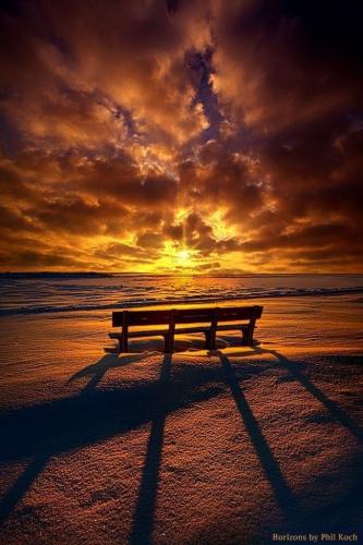Lake sunset meditation bench