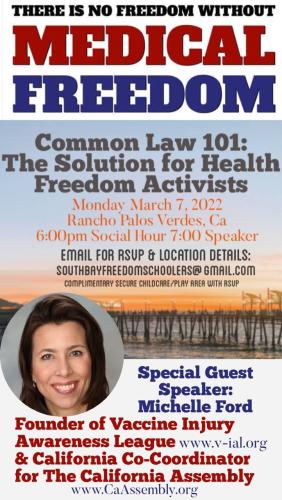 Rancho Palos Verde, California - Mar 7, 2022 - Solution for Health Freedom Activists