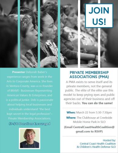 San Luis Obispo, California - March 22, 2022 - Private Membership Association Information Meeting