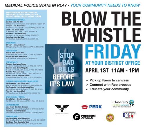California - April 1, 2022 - Blow the Whistle Friday