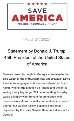 Trump calling out another Georgia RINO‼️