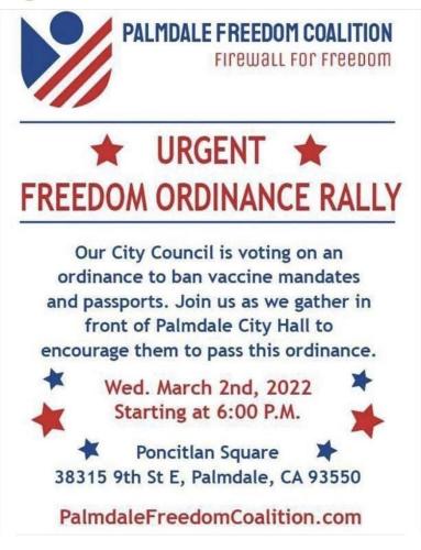Palmdale, California - Mar 2, 2022 - Freedom Ordinance Rally