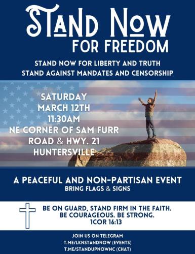 Huntersville, North Carolina - Mar 12, 2022 - Stand for Freedom