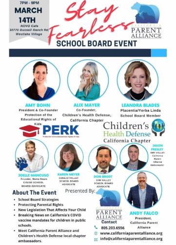 Westlake Village, California - Mar 14, 2022 - Stay Fearless - School Board Event