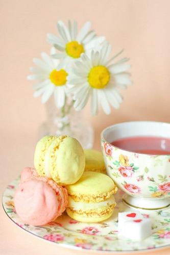 Macarons and tea