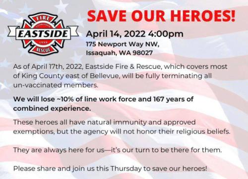 Issaquah, Washington - April 14, 2022 - Save Our Heroes Rally