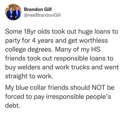 That's the fact! Why should anyone pay their damn student loan