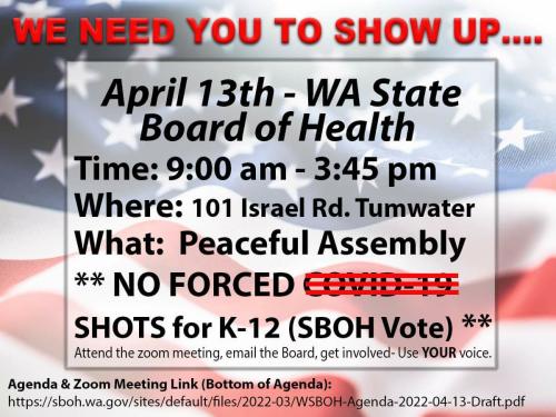 Tumwater, Washington - April 13, 2022 - Protest at Washington State Board of Health