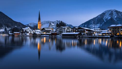 Northern Mountain Town Dusk
