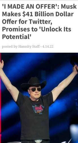 Wow! $41billion turned down.  It goes to show  twitter is destroying our country WTF!