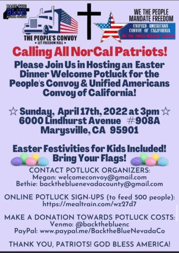Marysville, California - April 17, 2022 - Potluck for Trucker's Convoy