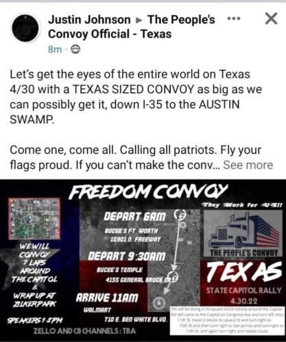 Austin, Texas - April 30, 2022 - Freedom Convoy