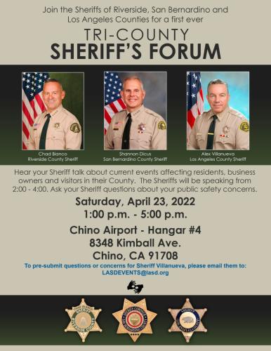 Chino, California - April 23, 2022 - Tri County Sheriff's Forum