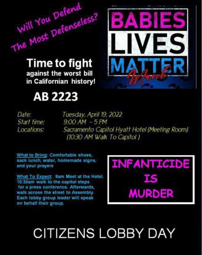 Sacramento, California - April 19, 2022 - Citizen's Lobby Day