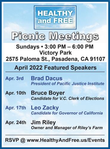 Pasadena, California - April 24, 2022 - Healthy and Free Picnic Meeting