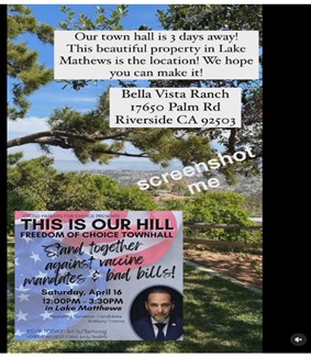 Riverside, California - April 16, 2022 - Freedom of Choice TownHall