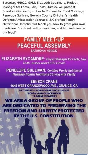 Orange, California - April 9, 2022 - Family Meet-Up Peaceful Assembly