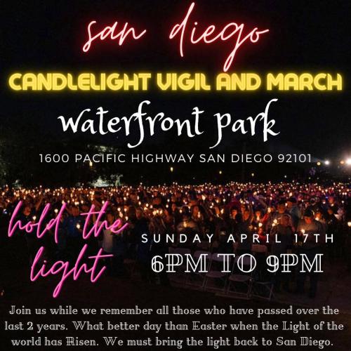 San Diego, California - April 17, 2022 - Candlelight Vigil and March
