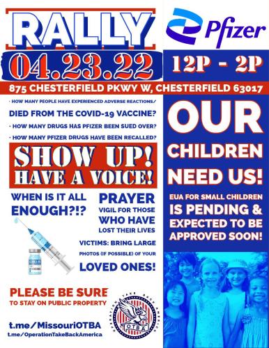 Chesterfield, Missouri - April 23, 2022 - Rally Against Pfizer