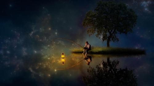 late night fishing with light