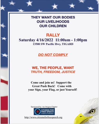 Tigard, Oregon - April 16, 2022 - Rally