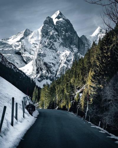 Swiss road in winter
