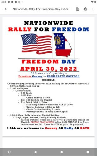 Georgia - April 30, 2022 - Schedule for Rally for Freedom